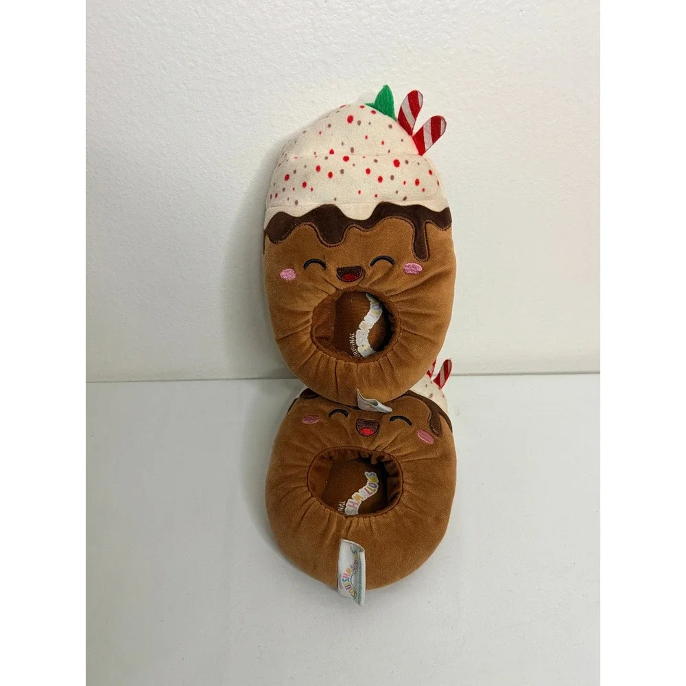 Squishmallows Plush Slippers Sz 13/1 Brown Chocolate Peppermint Holiday Cozy